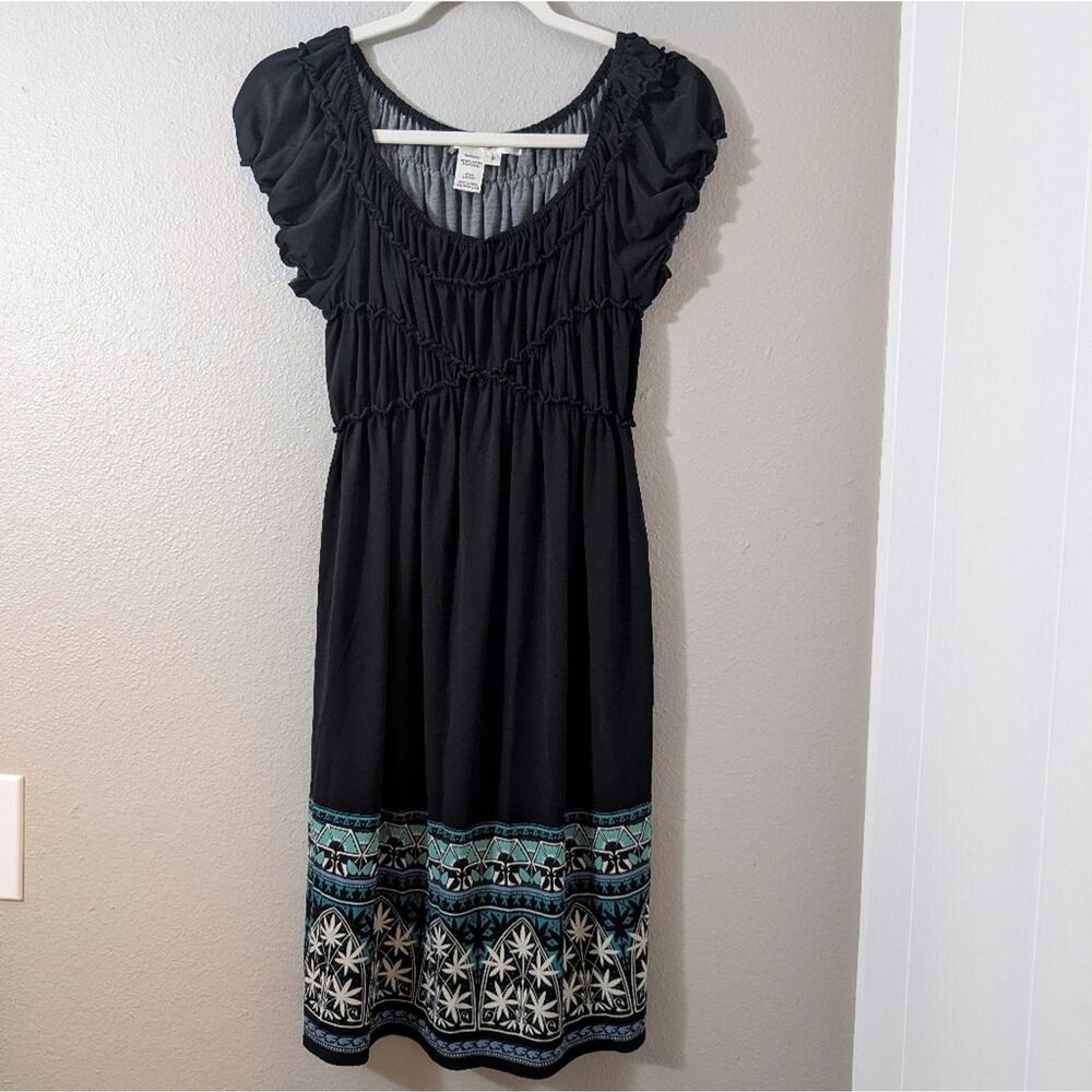 Studio M Black Dress with Blue Embroidery